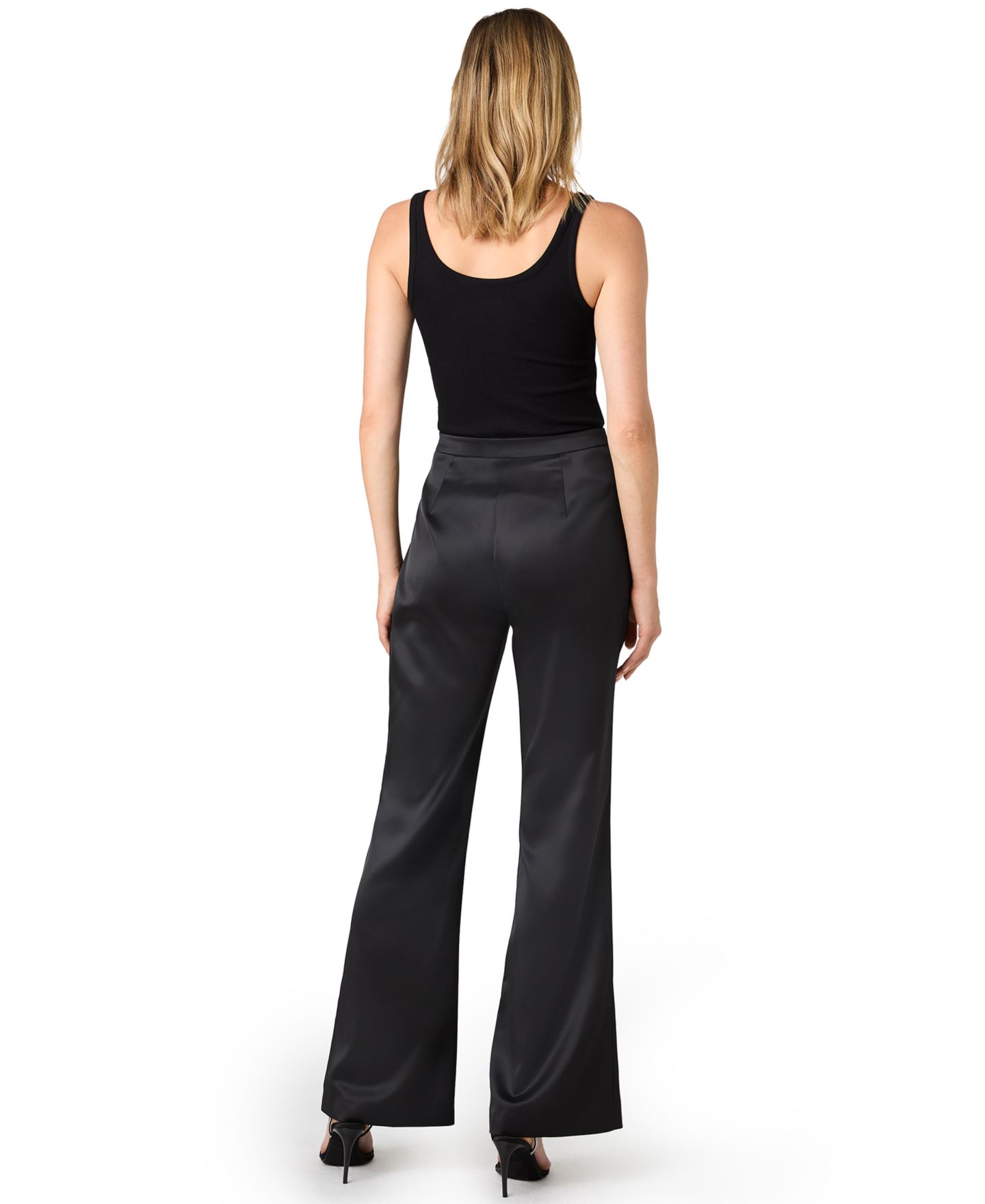 Женские брюки French Connection Maelys Satin Wide-Leg Stretch, цвет: Чёрный — фото 5