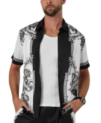 Men's Baroque Framed Tiger Short-Sleeve Button-Front Shirt