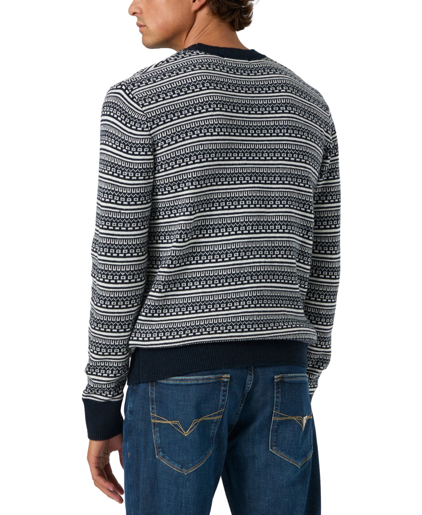 Мужской жаккардовый свитер Guess Niklas с круглым вырезом, цвет: Geometric Jacquard — фото 7
