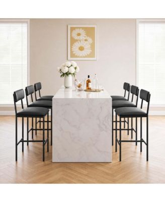 Bar Stools and Dining Chairs Set of 6 Metal Frame PU Leather Upholstery for Kitchen Dining Room Contemporary Home