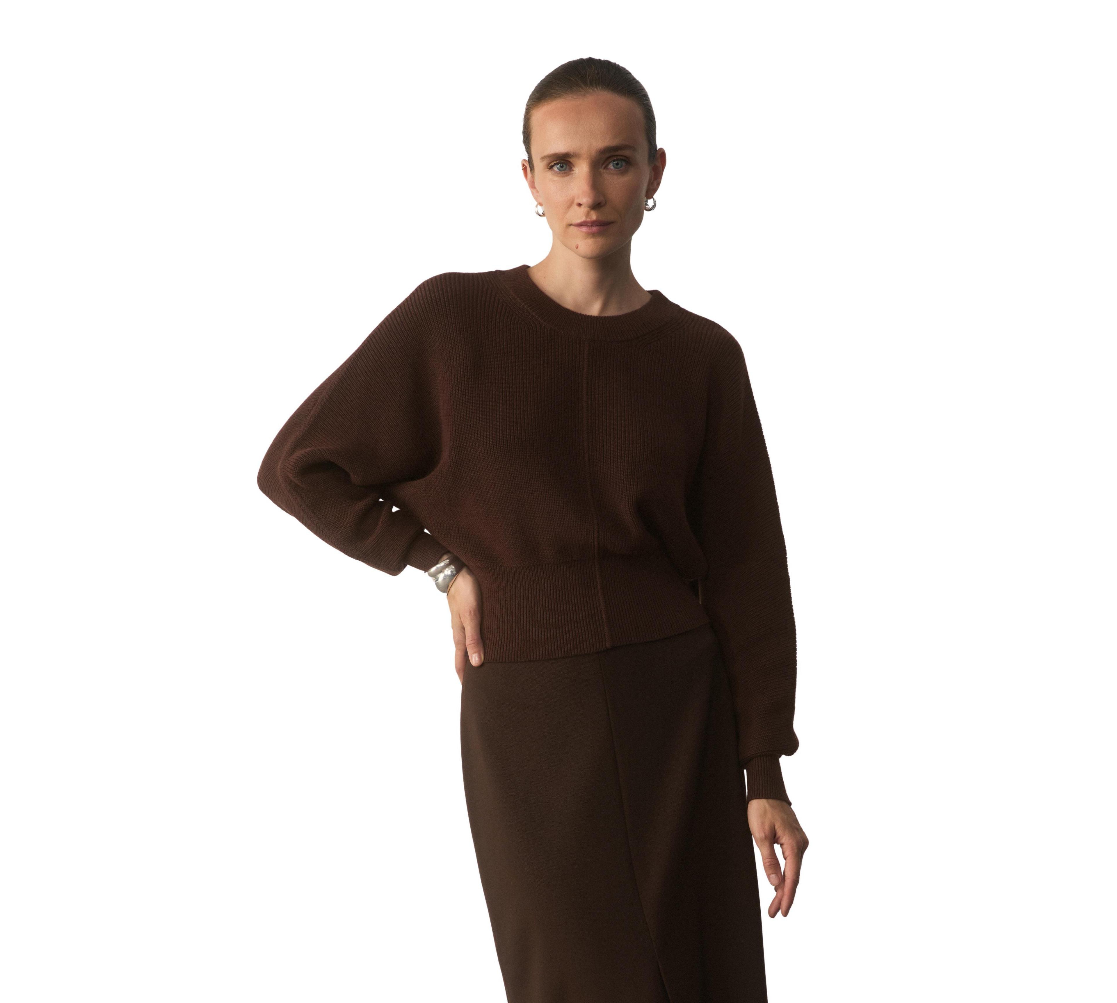 The Fold Women's Long-Sleeve Crop Cotton-Silk Blend Sweater