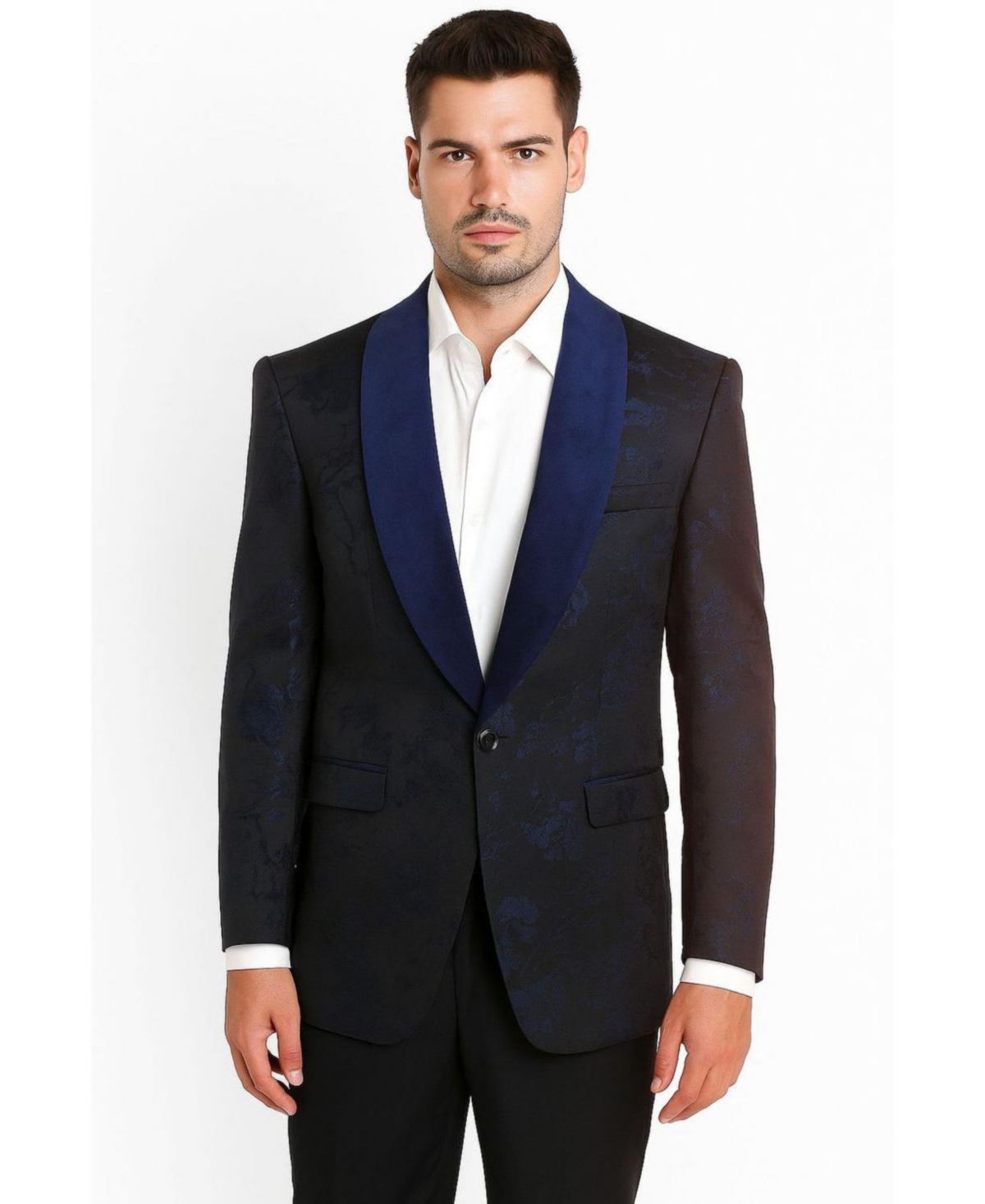 Elie Balleh Men's Slim Fit Floral Shawl Collar Blazer