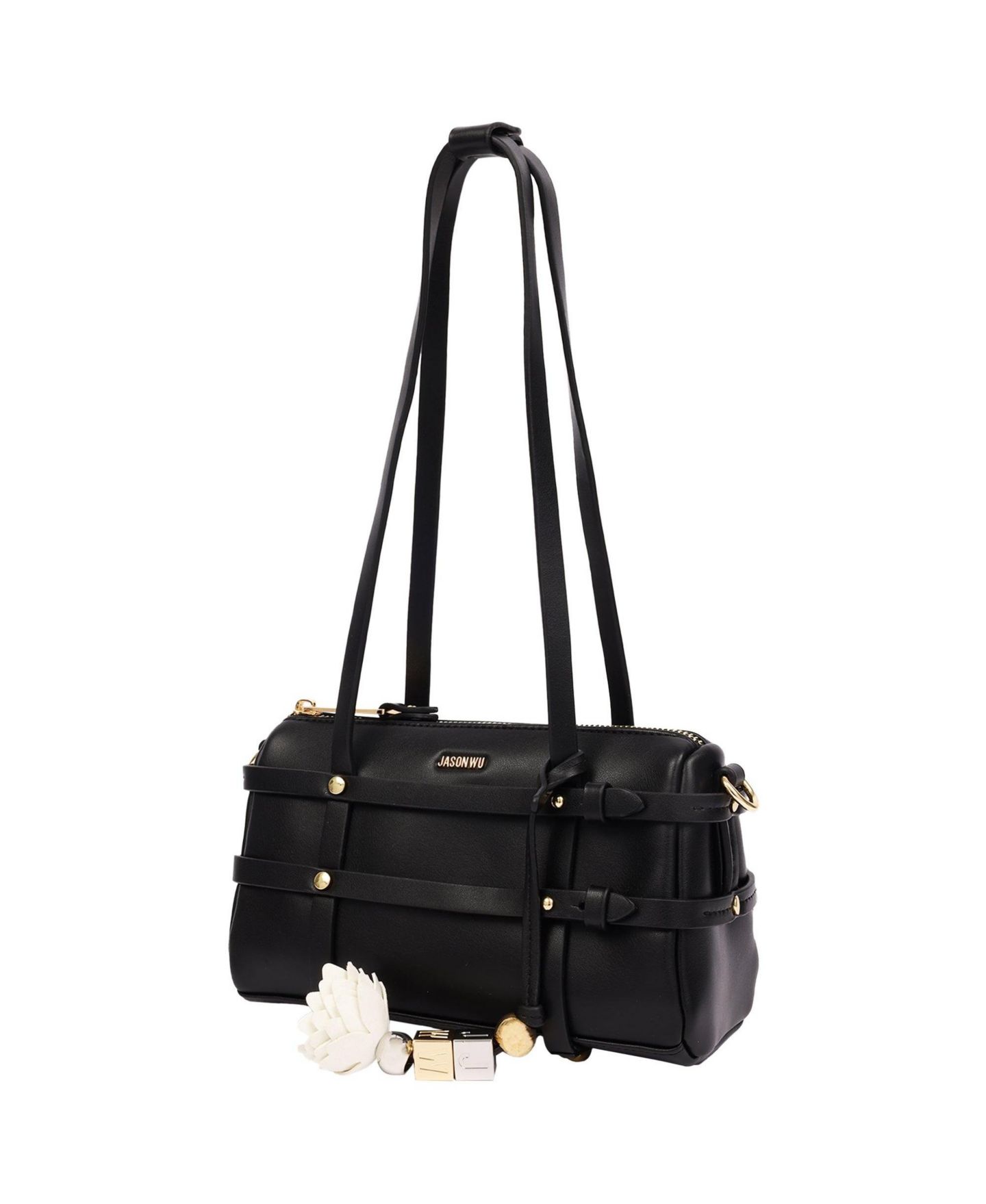 Женская сумка Jason Wu Harness Medium Satchel Shoulder with Convertible Chain Strap and Floral Charm, цвет: Чёрный — фото 2