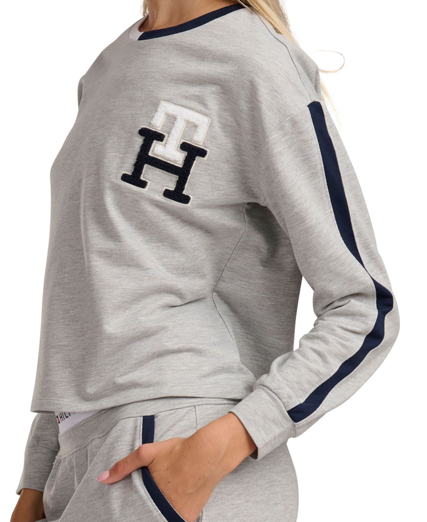 Пижамный комплект, длинный рукав, 2 предмета — Tommy Hilfiger, цвет: Меланжевый серый — фото 8