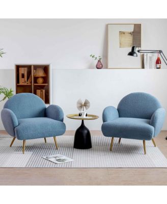 Teddy Upholstered Armchair, Modern Accent Chair with Metal Legs, Set of 2