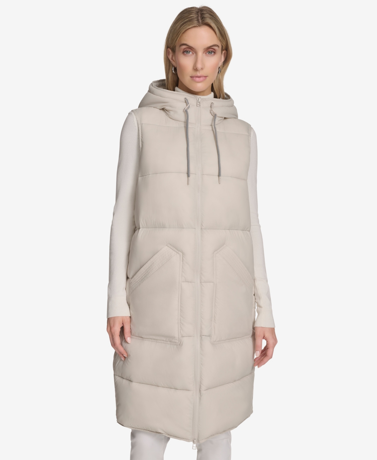 Andrew Marc Women's Kerr Water-Resistant Puffer Vest with Detachable Hood - Moon