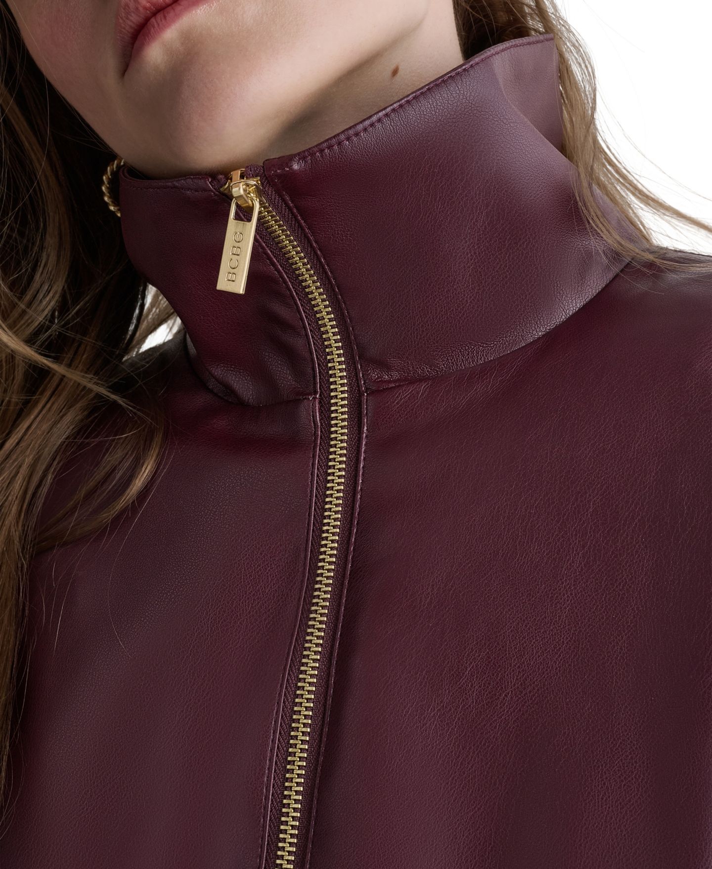 Женская куртка BCBG Moto Faux Leather, цвет: Теневой мерло — фото 8