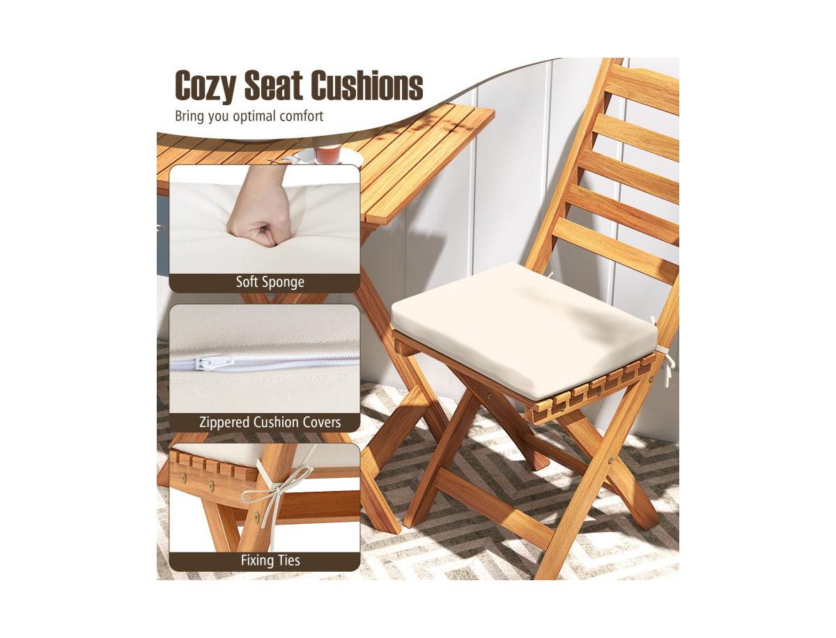Boyel Living Folding Chair Table Set with Soft Seat Cushions and Table