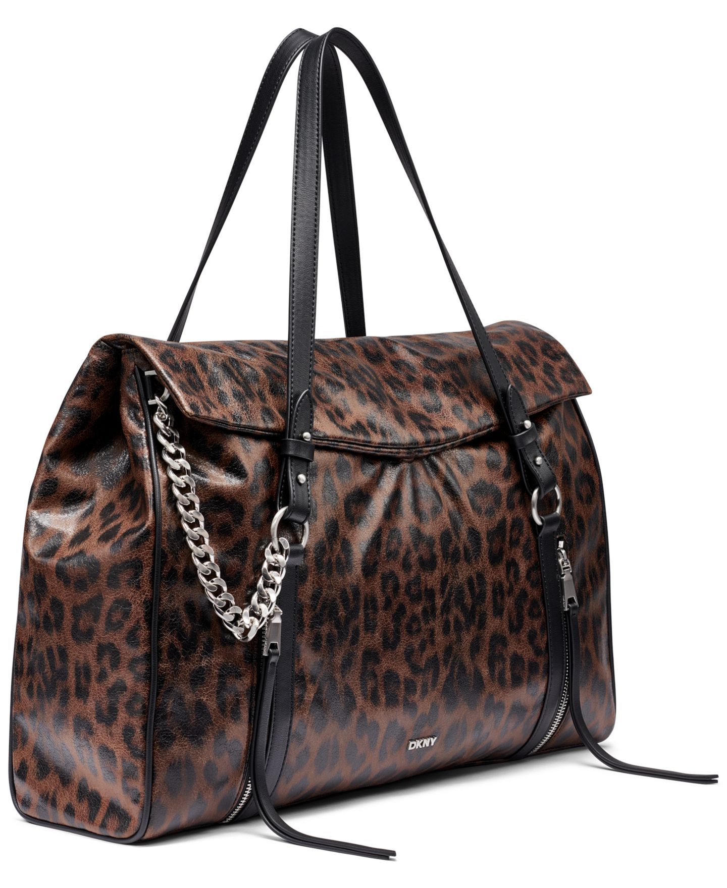 Женская сумка DKNY Skye Leopard Print Large Laptop Compatible Satchel Handbag, цвет: Леопардовый — фото 3