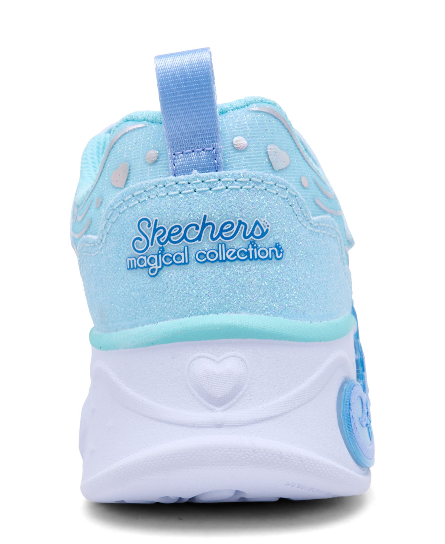 Кроссовки Skechers S Lights: Princess Steps Fastening Strap Light-Up Lifestyle Sneakers from Finish Line для девочек, цвет: Светлый синий — фото 4