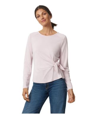Women's Side-Tie Long-Sleeve Crewneck Knit Top