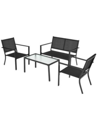 4-piece Patio Furniture Set Sofa Coffee Table Steel Frame Garden