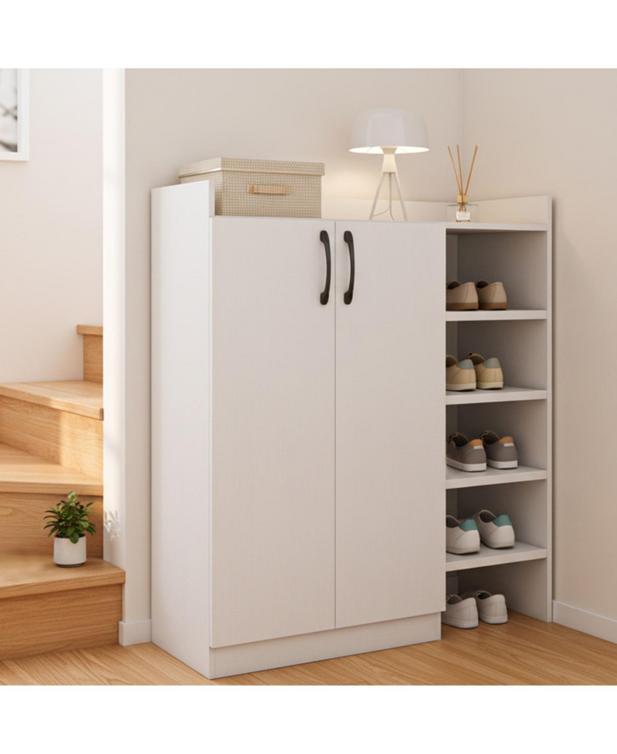 Sugift Shoe Storage Cabinet for Entryway with 2 Doors and Adjustable Inner Shelves