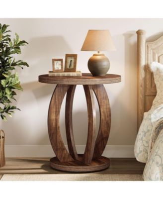 Round Nightstand with Storage