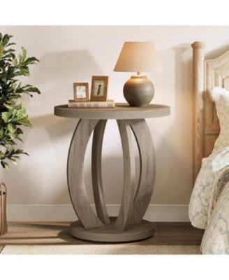 Round Nightstand with Storage