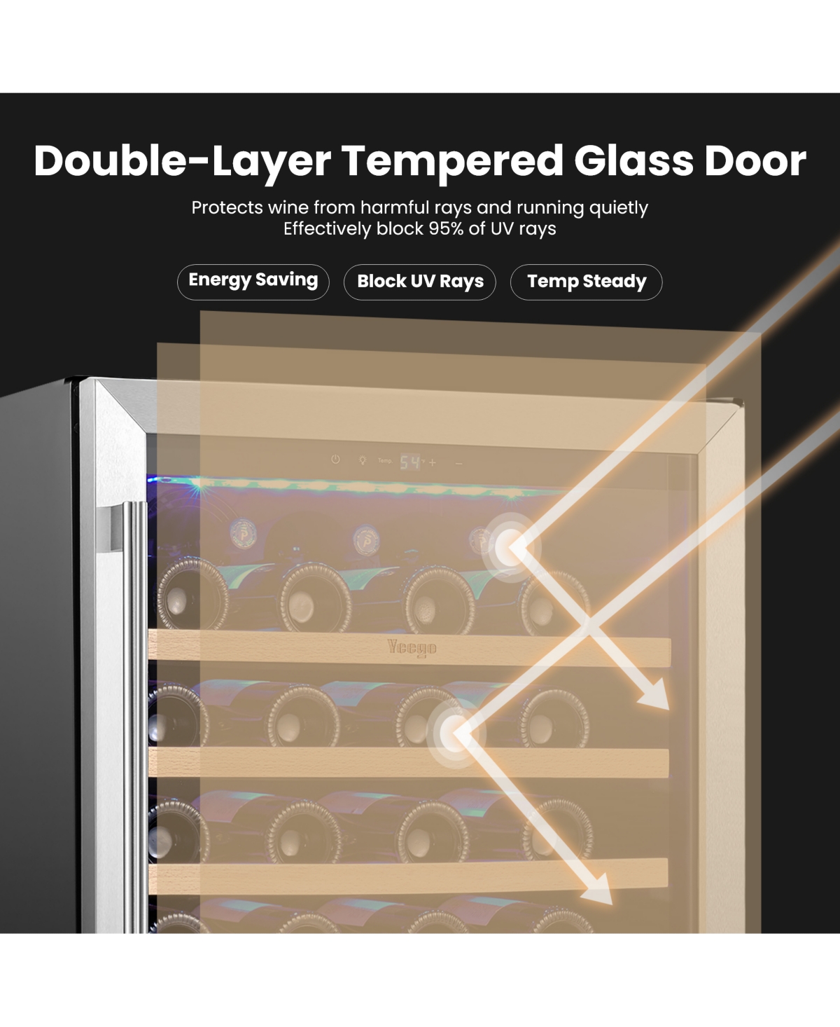 Yeego 24" Wine Refrigerator 5.12 Cu.ft Cooler Single Zone Under Counter Fridge,40degree(s)F-65degree(s)F Wine Fridge,Freestanding/Built-in