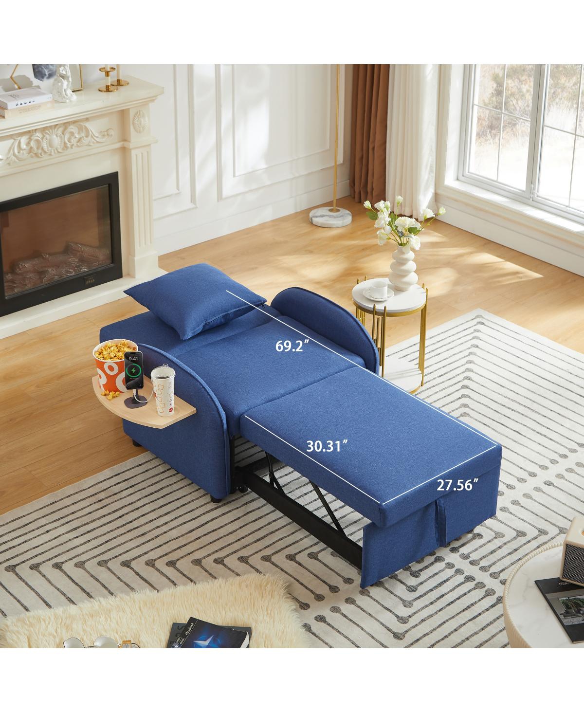 Streamdale Furniture 3-in-1 Convertible Sleeper Sofa Chair with Usb and Foldable Table