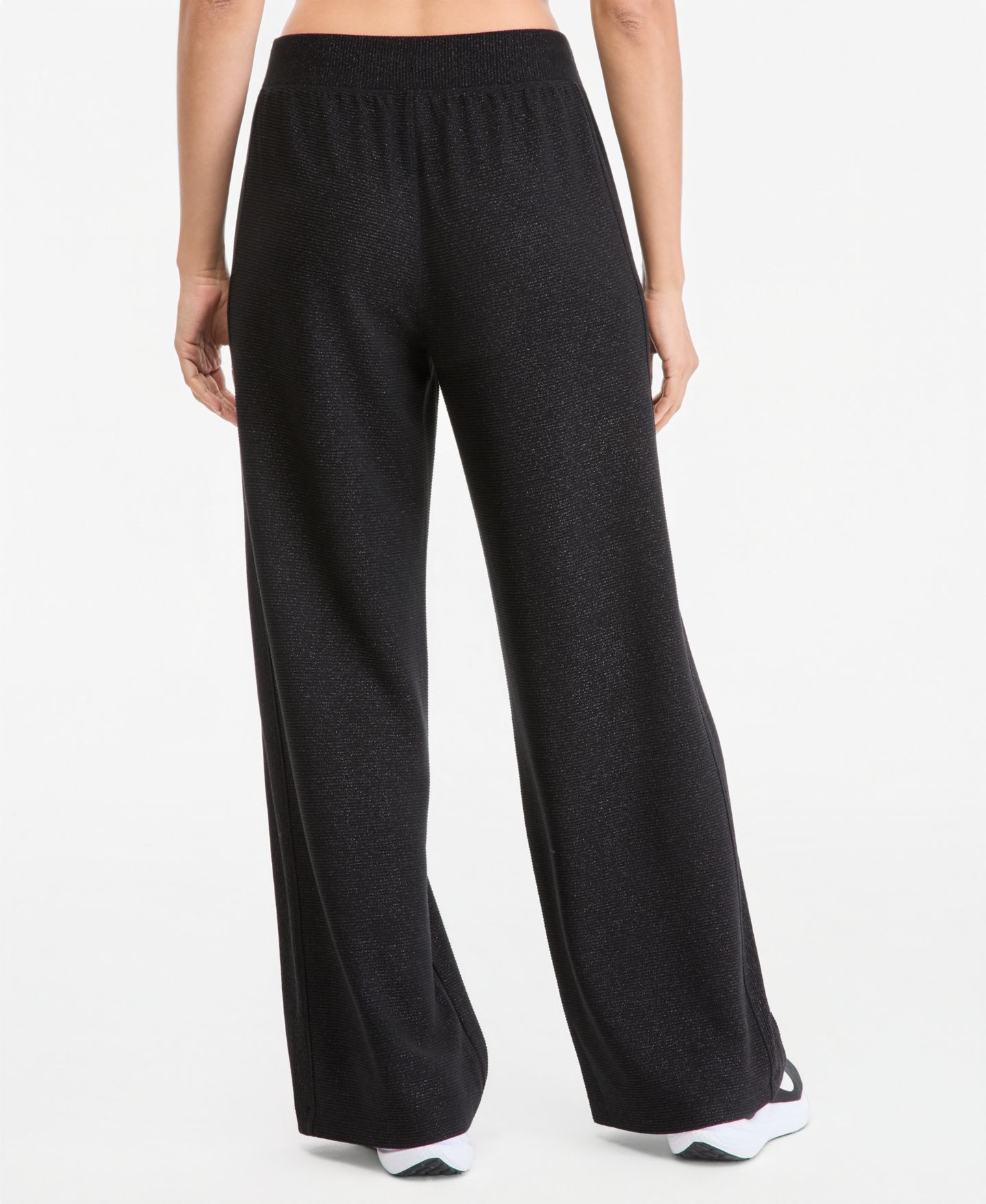 Женские брюки ID Ideology Shine Wide-Leg Ottoman-Rib, цвет: Глубокий чёрный — фото 4