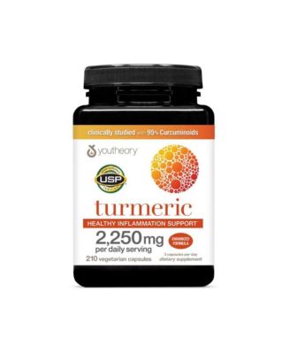 Turmeric Extra Strength, 210 Vegetarian Capsules 70 Day Supply, Supplement for Muscle and Brain Health