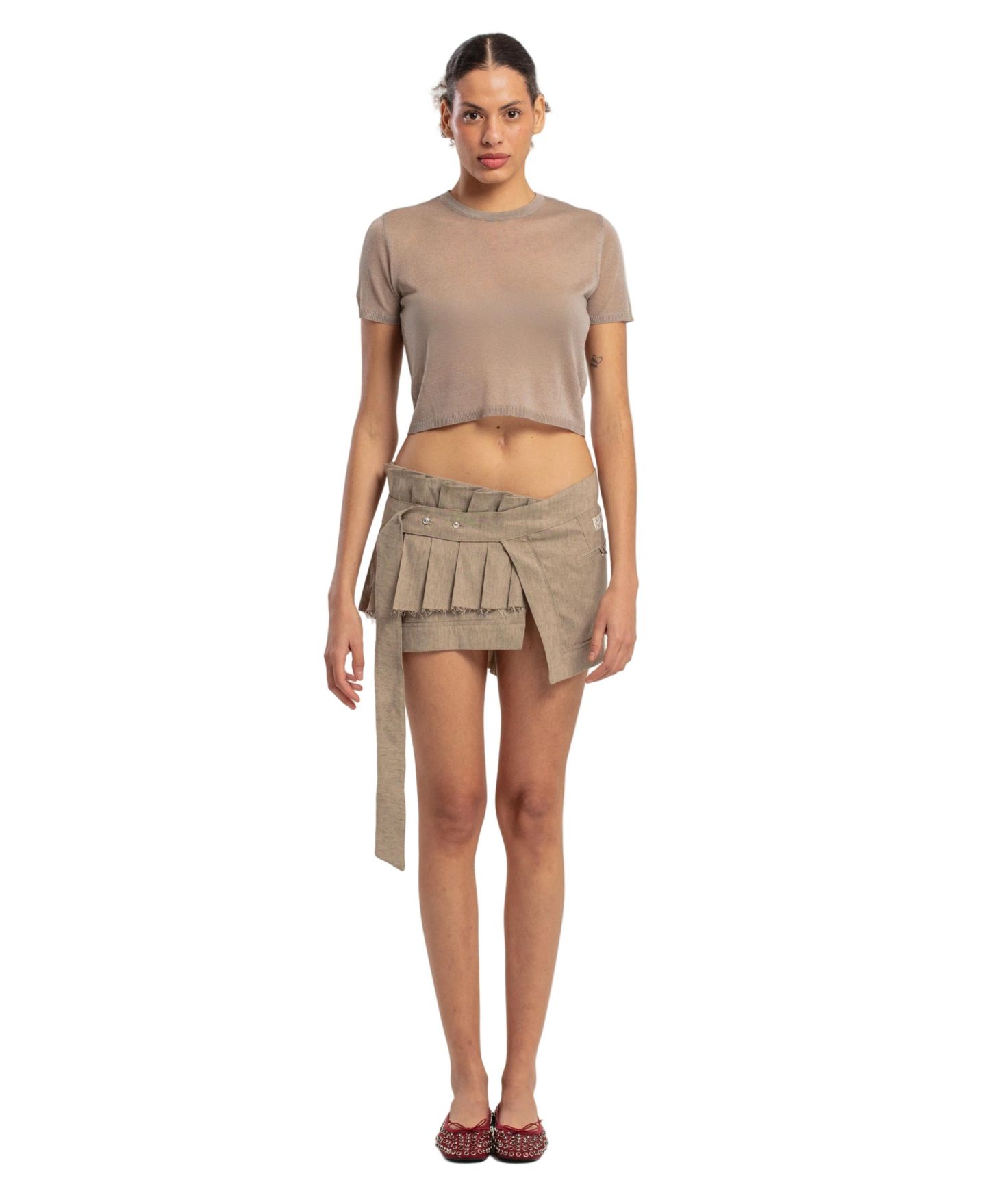 Женский топ PCFG Relaxed-Fit Short-Sleeve Knit, цвет: Moon Rock — фото 2