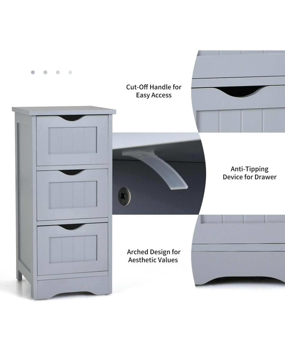Gymax 3-Drawer Bathroom Floor Cabinet Free Standing Side Storage Organizer
