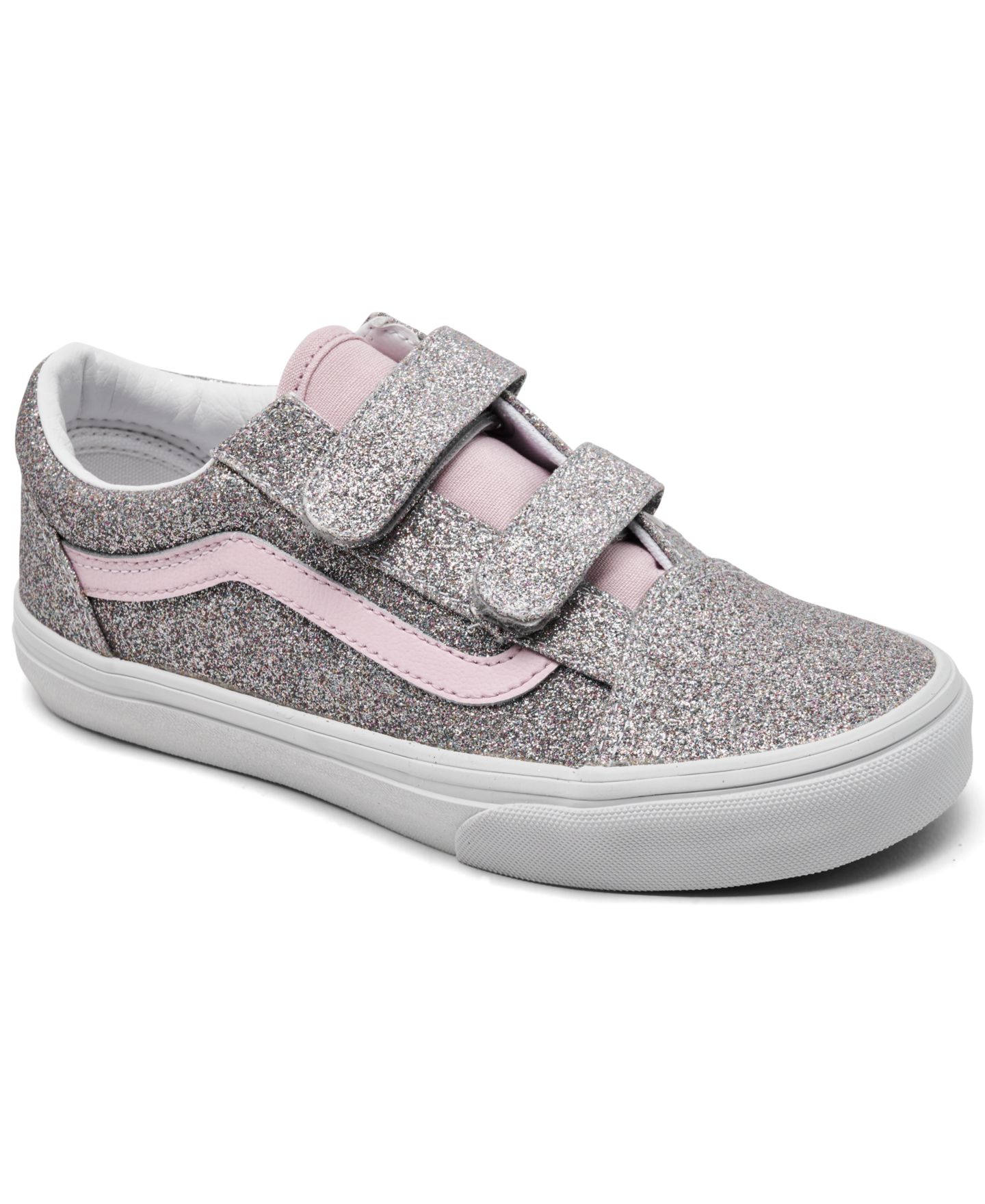 Детские кроссовки Vans Little Boys' and Girls' Old Skool V Low-Top Retro Classic, цвет: Glitter Silve,Pale — фото 1