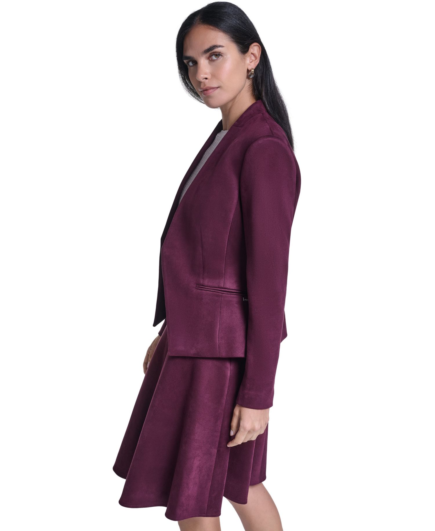 Women's Collarless Open-Front Long-Sleeve Blazer