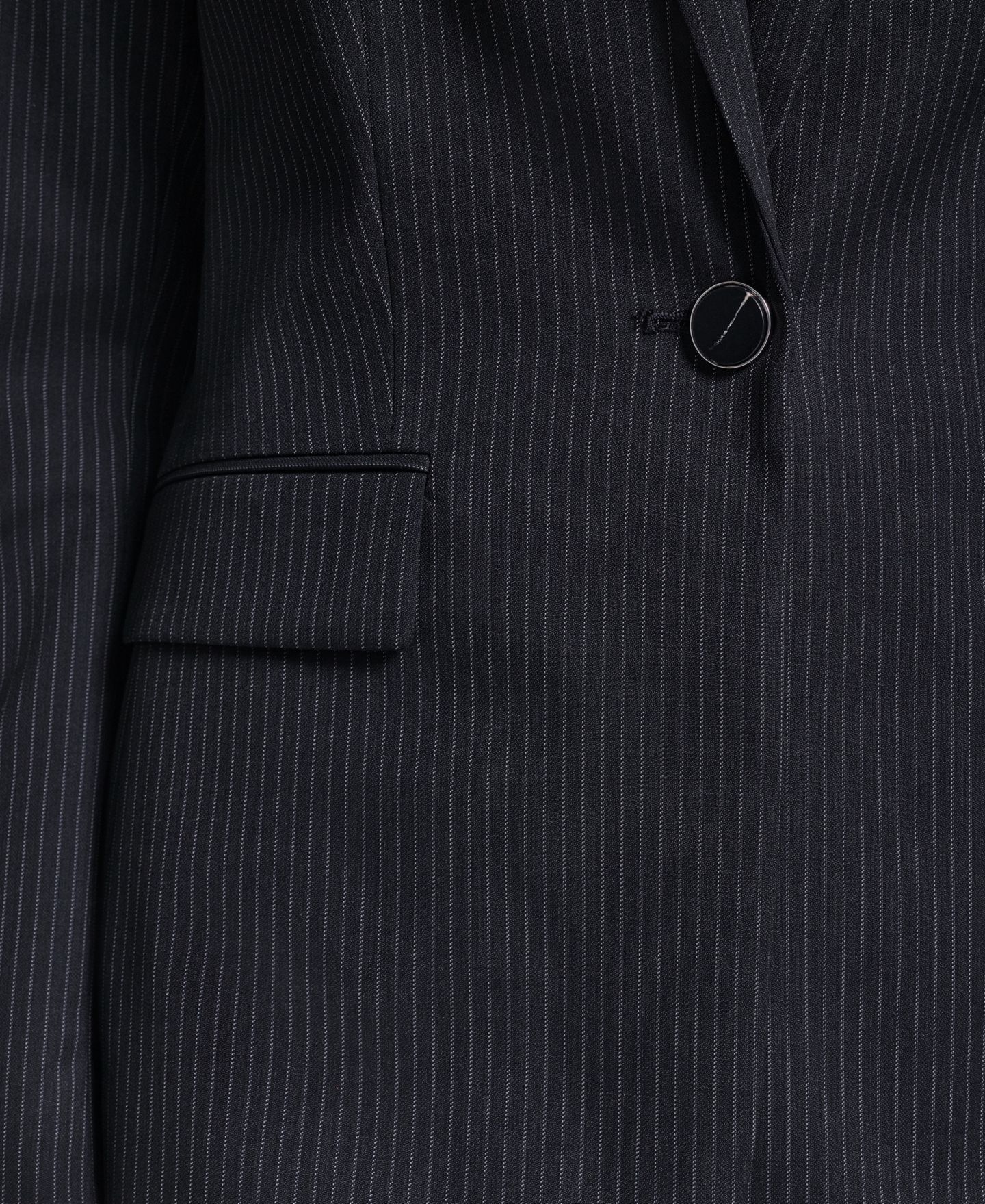 Женский пиджак Calvin Klein Single Button Notch Collar Stripe Blazer, цвет: Чёрный кремовый — фото 6