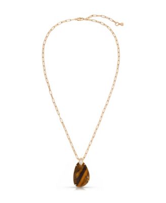 18k Gold-Plated Majestic Stone Pendant Necklace
