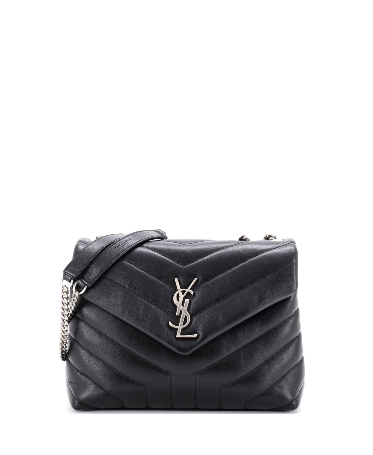 Pre-Owned Saint Laurent Small Loulou Shoulder Bag Matelasse Chevron Leather - Black