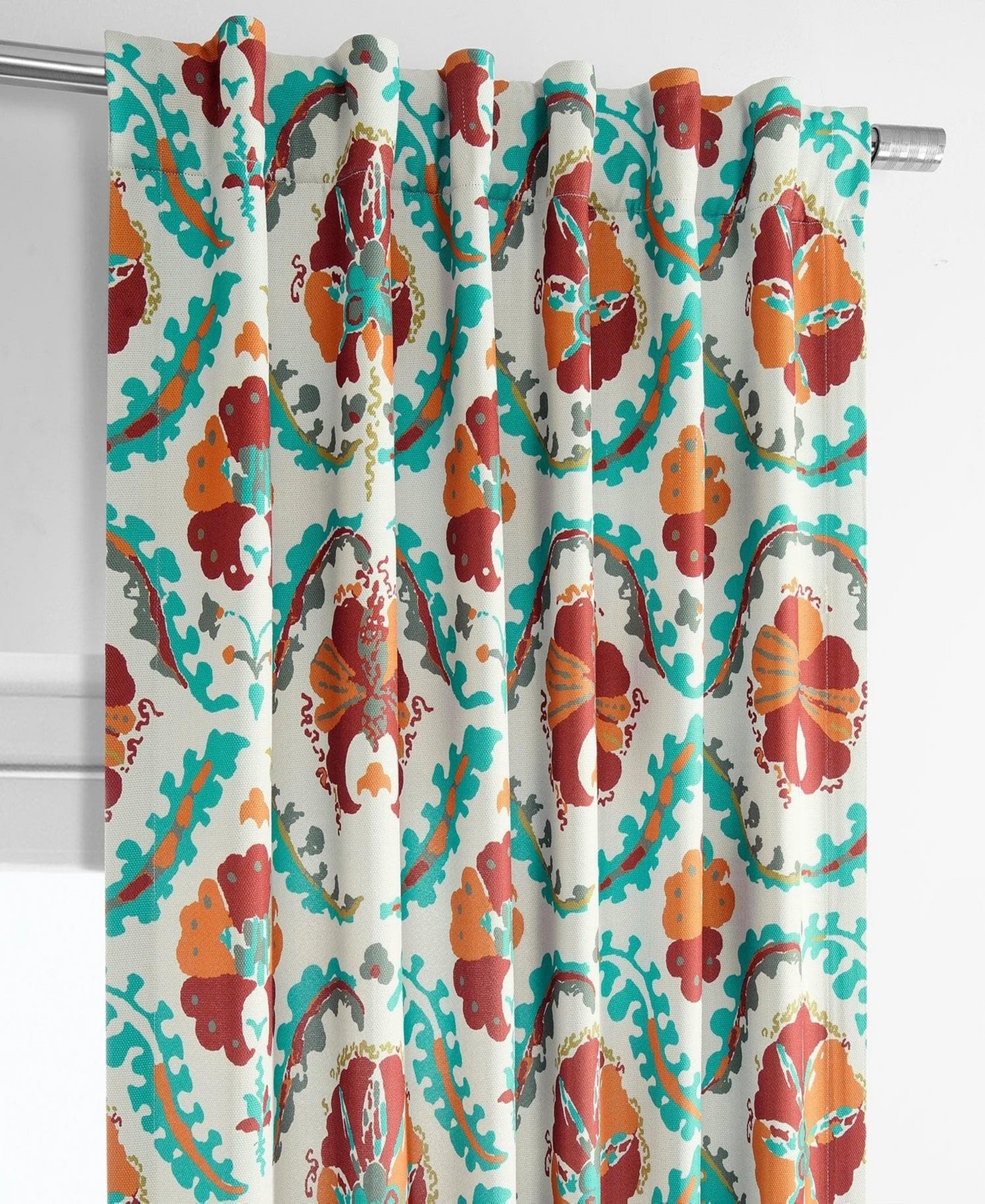 Half Price Drapes Tribeca Floral Printed Faux Linen Room Darkening Curtain
