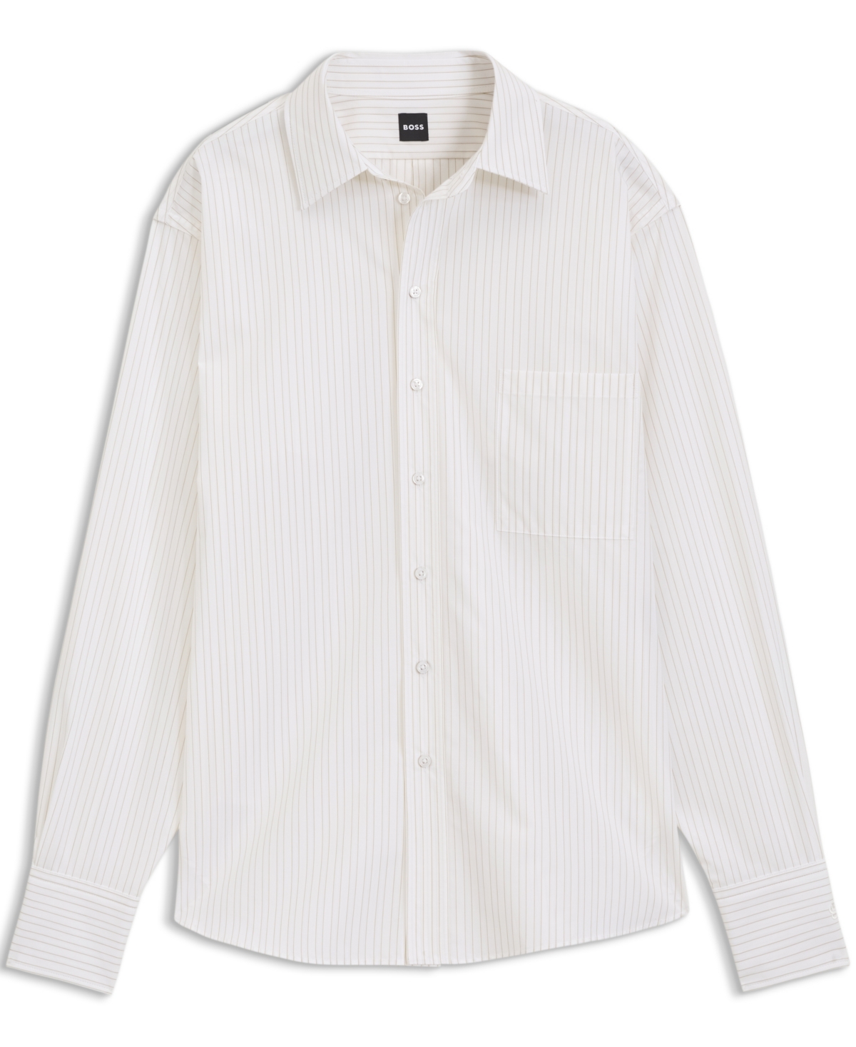 Boss by Hugo Women's Long-Sleeve Relaxed-Fit Vertical-Stripe Cotton Poplin Blouse