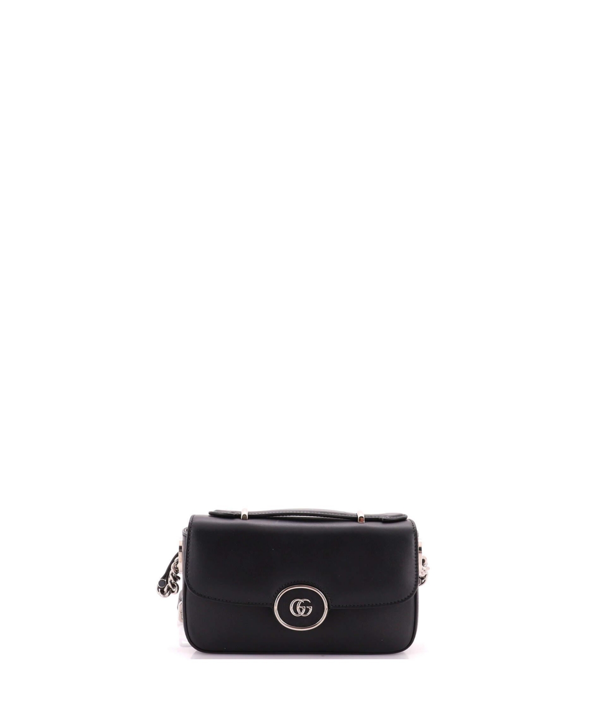 Pre-Owned Gucci Mini Petite Gg Flap Shoulder Bag Leather - Black