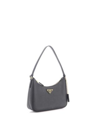 Pre-Owned Prada Mini Adjustable Handle Zip Hobo Saffiano Leather