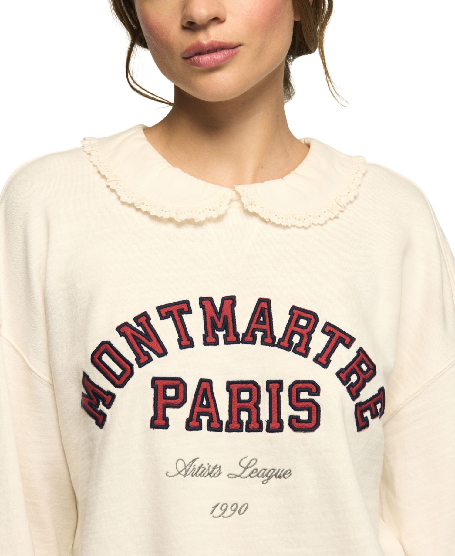Women's Peter Pan Collar Graphic Crew Sweatshirt
