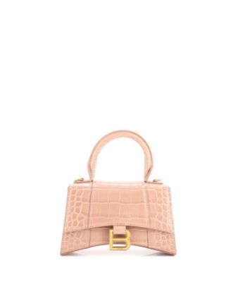 XS Hourglass Top Handle Bag Embossed Leather