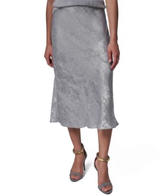 Women's A-Line Midi Foil Skirt