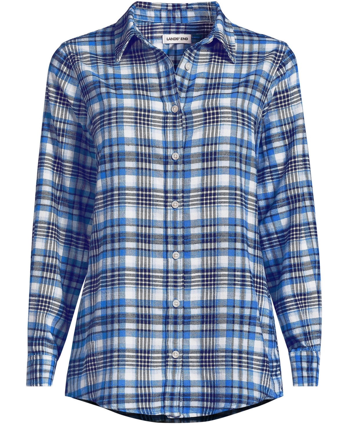 Lands' End Plus Flannel Boyfriend Long Sleeve Shirt