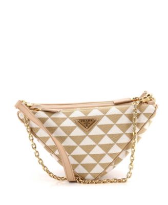 Mini Double Symbole Triangle Bag Leather and Jacquard