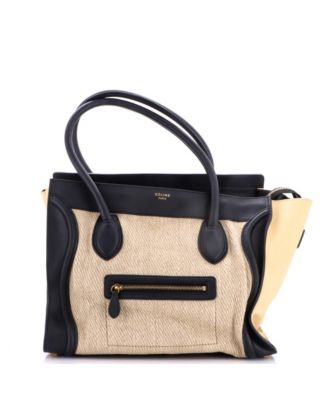 Tricolor Shoulder Luggage Bag Canvas and Leather