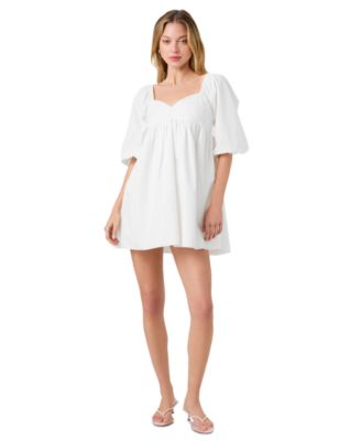 Women's Puff-Sleeve Sweetheart Neck Mini Dress