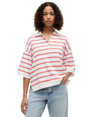 Women's Multi-Stripe Oversized Polo Shirt