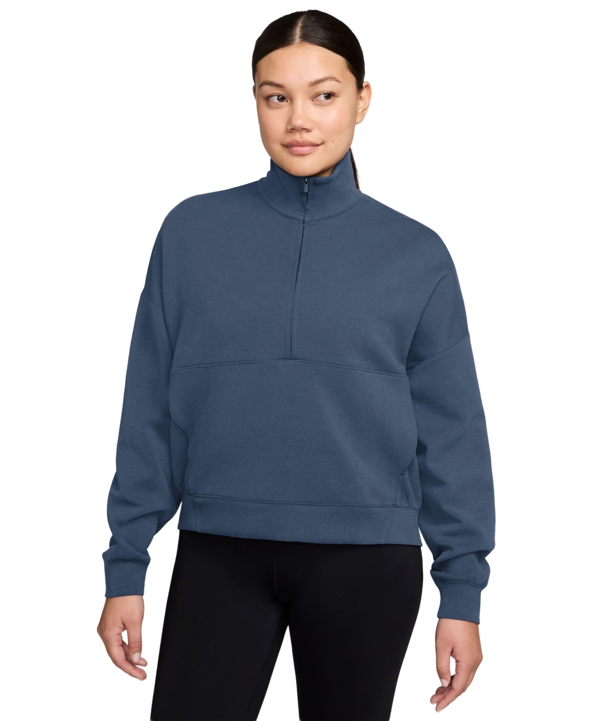 Nike Women's Impossibly Soft Dri-fit Oversized Half-Zip Top - New Slate/Midnight Navy