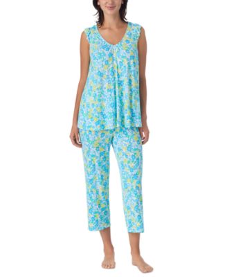 Women's Jersey Ruffle-Sleeve Top & Cropped Pants, 2-Piece Pajama Set