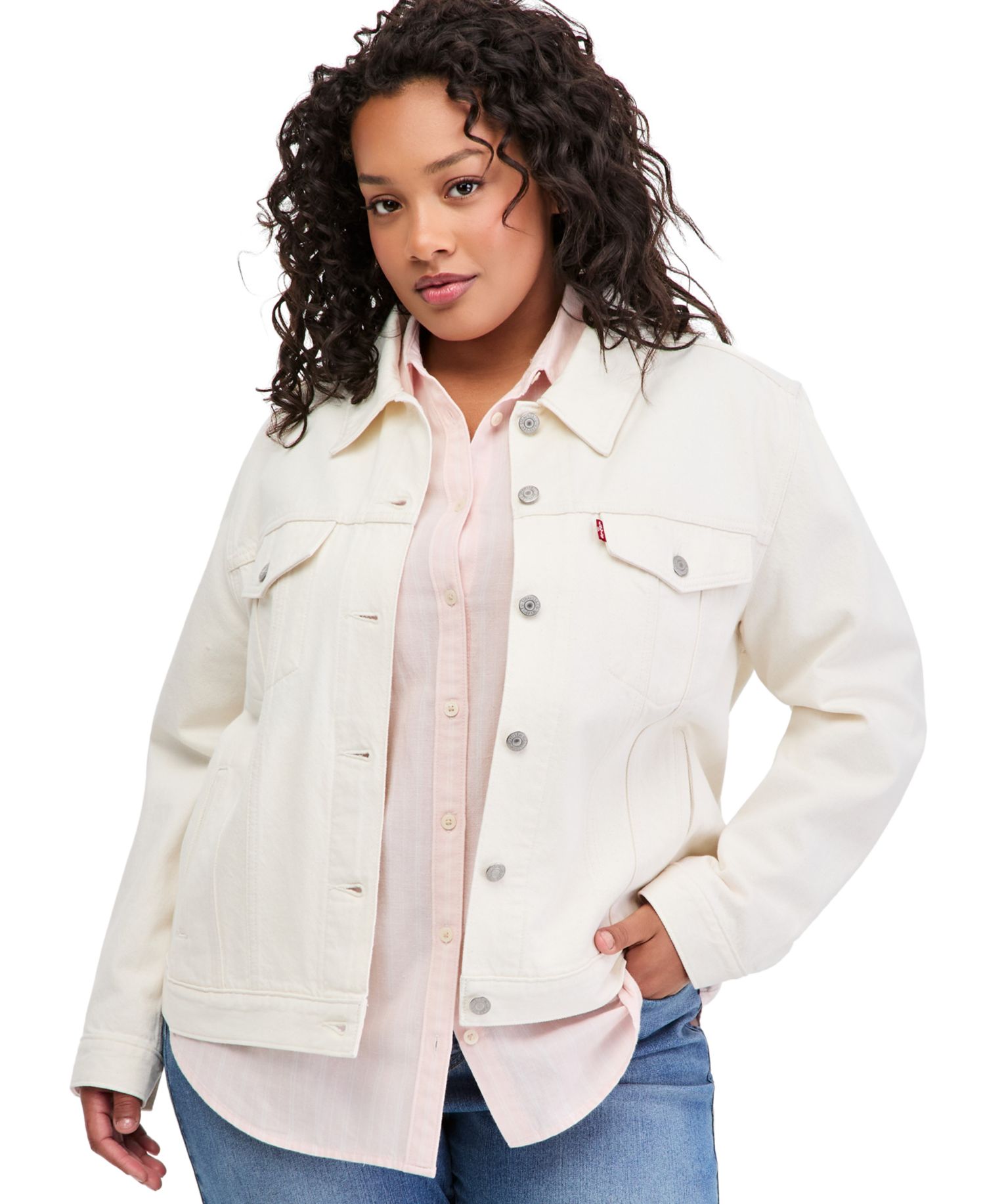 Plus Size Button-Down Original Denim Trucker Jacket