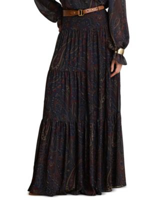 Women's High-Waisted Paisley Maxi Skirt