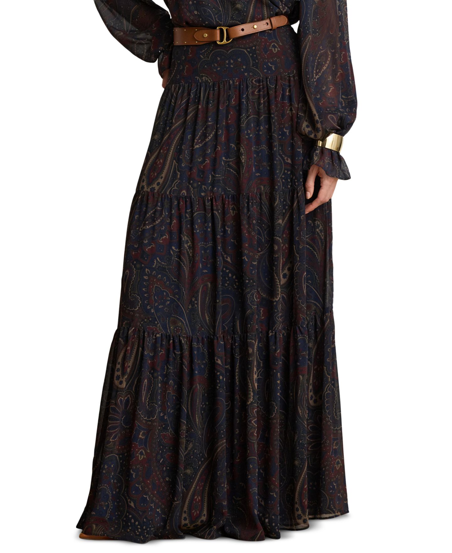 Женская юбка Lauren Ralph Lauren High-Waisted Paisley Maxi, цвет: Тёмно-синий разноцветный — фото 1