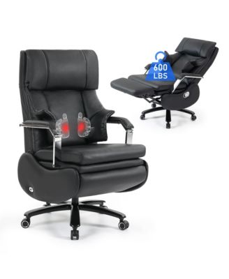 600 lbs Big and Tall Executive Office Chair with Footrest, 3D Kneading Massage Power Recliner Chairs with Premium Leather