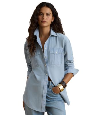 Women's Chambray Button-Up Long-Sleeve Shirt