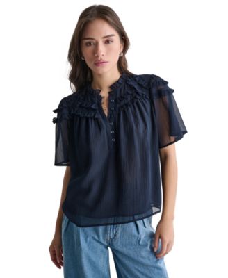 Women's Crewneck Short-Sleeve Ruffle Top